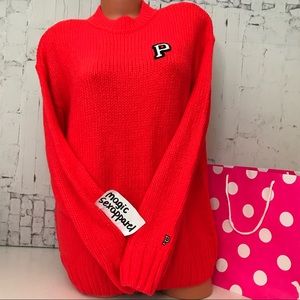 PINK Victoria's Secret Other - VS PINK XS BOYFRIEND SWEATER LOGO OVERSIZED NEON PINK Victoria's Secret Other - VS PINK XS BOYFRIEND SWEATER LOGO OVERSIZED NEON